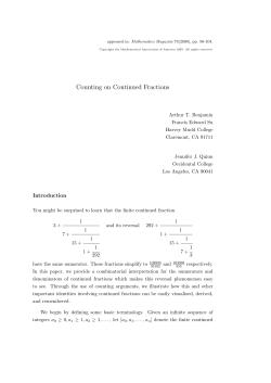 Counting on Continued Fractions - HMC Math