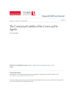 The Contractual Liability of the Crown and Its Agents