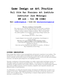 Game Design as Art Practice