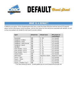 A default occurs when, at the scheduled game start time, a team has