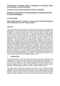 Strategic Considerations in the Remediation of contaminated Sites