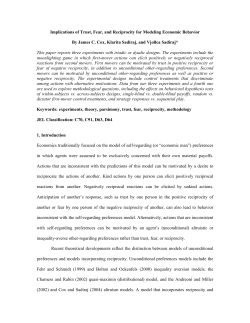 Implications of Trust, Fear, and Reciprocity for Modeling Economic