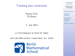 "Tverberg Plus Constraints" by Florian Frick