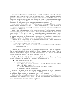 The Geometric Invariant Theory tells that it is possible to - IMJ-PRG