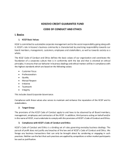 KOSOVO CREDIT GUARANTEE FUND CODE OF CONDUCT AND