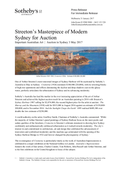 Streeton`s Masterpiece of Modern Sydney for Auction