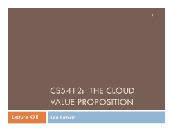 cs5412: the cloud value proposition