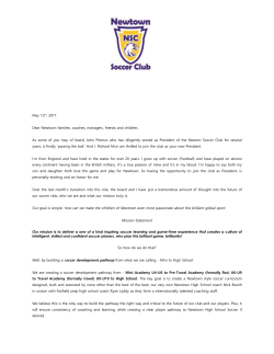 May 12th, 2017 Dear Newtown families, coaches, managers, friends