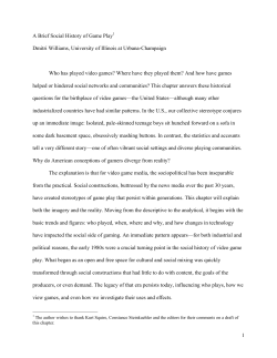A Brief Social History of Game Play