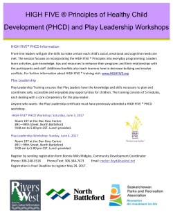 HIGH FIVE ® Principles of Healthy Child Development