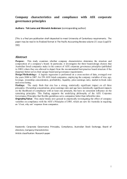Company characteristics and compliance with ASX corporate