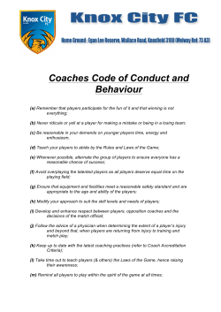 Coaches Code of Conduct and Behaviour