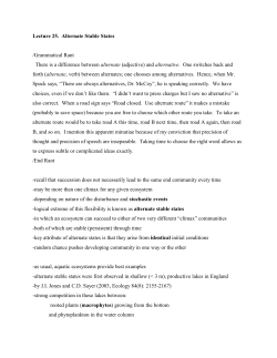 Lecture 25. Alternate Stable States /Grammatical Rant There is a
