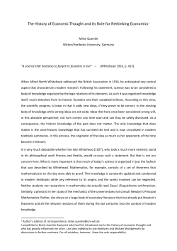 The history of economic thought and its role for rethinking economics