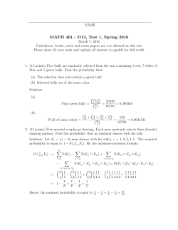 MATH 461 - D13, Test 1, Spring 2016