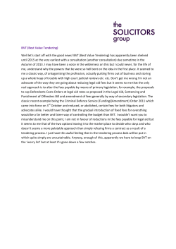 BVT (Best Value Tendering) Well let`s start off with the good news