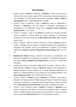 SRC Publications 1. Namey E, Agot K, Ahmed K, Odhiambo J