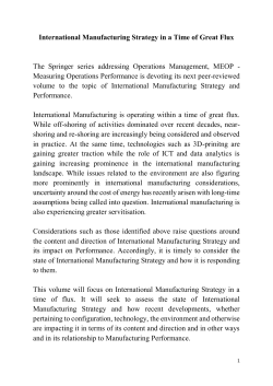 International Manufacturing Strategy in a Time of