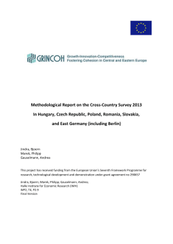 Methodological report on the cross-country survey 2013