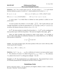 MATH 307 Orthonormal Bases: The Gram-Schmidt Process