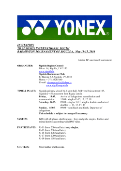 INVITATION TO 22 YONEX INTERNATIONAL YOUTH BADMINTON