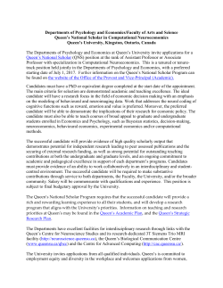 Departments of Psychology and Economics/Faculty of Arts and