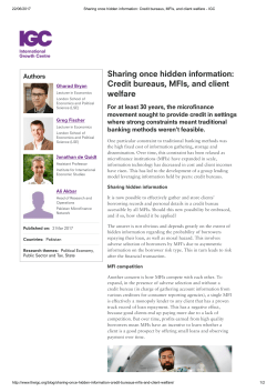 Sharing once hidden information: Credit bureaus, MFIs, and client