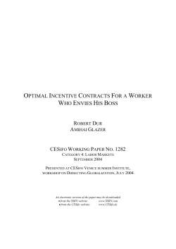 optimal incentive contracts for a worker who envies his boss