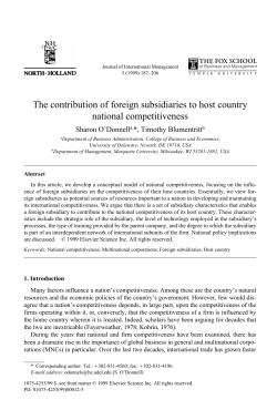 The contribution of foreign subsidiaries to host country national
