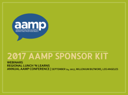 2015 AAMP SPONSOR KIT Webinars Regional Lunch *n Learns