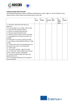 Coping strategy (self-assessed) The following statements relate to