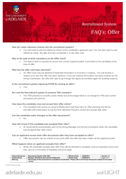 FAQ`s: Offer - The University of Adelaide