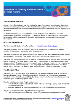 Guidelines for Decision Makers - Special Leave