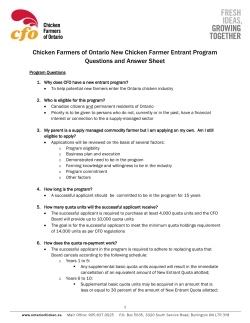 Chicken Farmers of Ontario New Chicken Farmer Entrant Program