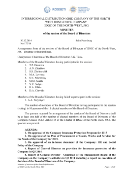 minutes # 172.14 of the session of the board of directors of 30.12.2014