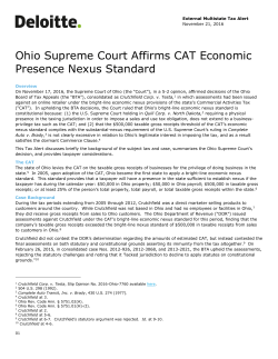 Ohio Supreme Court Affirms CAT Economic Presence Nexus Standard