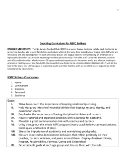 Coaching Curriculum for NSFC Strikers NSFC Strikers Core Values