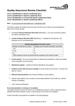 Quality Assurance Checklist