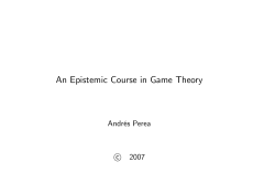 An Epistemic Course in Game Theory