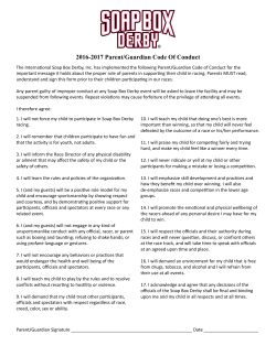 2016-2017 Parent/Guardian Code Of Conduct - All