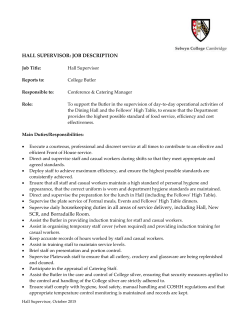 HALL Supervisor: Job Description - Selwyn College