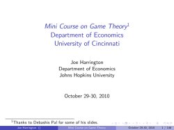 Mini Course on Game Theory1 Department of Economics University