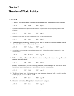 Chapter 2: Theories of World Politics