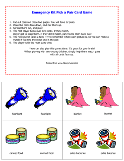 Emergency Kit Pick a Pair Card Game