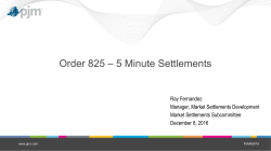 Order 825 &ndash; 5 Minute Settlements