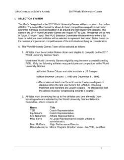 2017 World University Games Selection Procedures