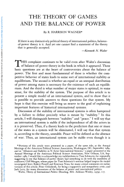 The Theory of Games and the Balance of Power