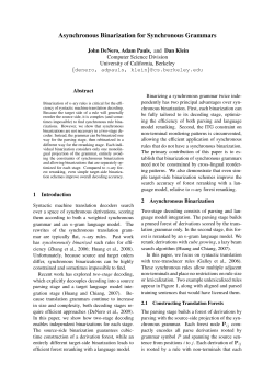 Asynchronous Binarization for Synchronous Grammars