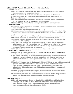 Official 2017 Polaris District Pinewood Derby Rules