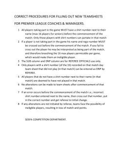 CORRECT PROCEDURES FOR FILLING OUT NEW TEAMSHEETS